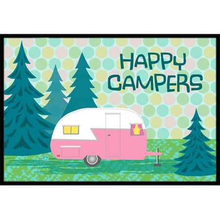 Carolines Treasures Carolines Treasures VHA3004JMAT Happy Campers Glamping Trailer Indoor or Outdoor Mat; 24 x 36 VHA3004JMAT